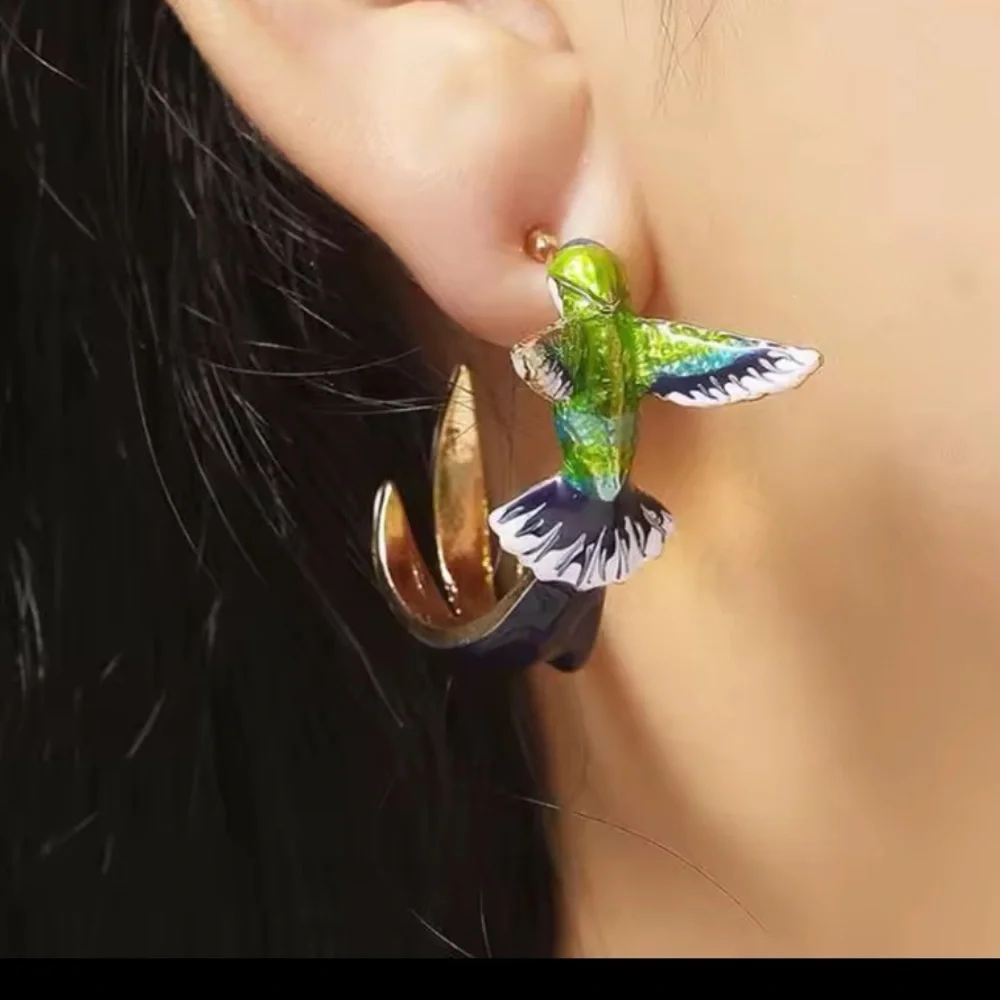 Colorful Hummingbird Earrings - Picture 4 of 5